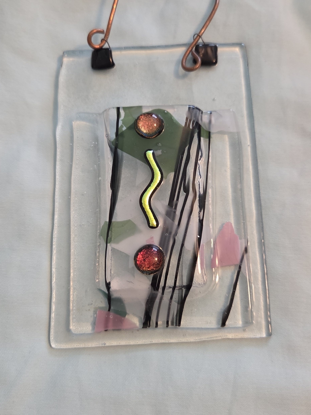 Glass Phone Charm Pendant - Green Accent